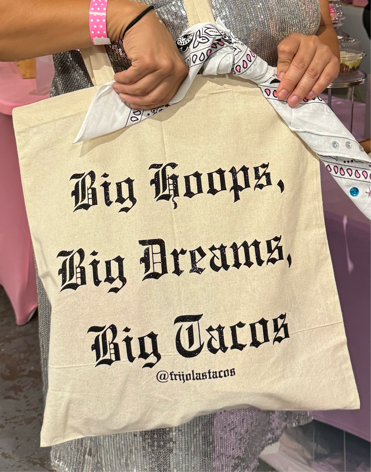 Tote Bag - Big Hoops, Big Dreams, Big Tacos